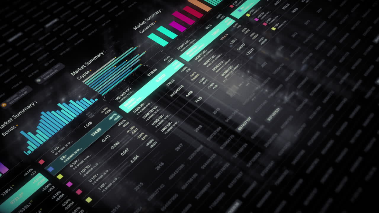Dynamic data visuals for business info graphics, animated charts, and data-driven insights for a business meeting mock-up. Explore the world of trading, stock exchanges, and crypto