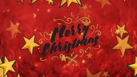 animation of merry christmas text over stars