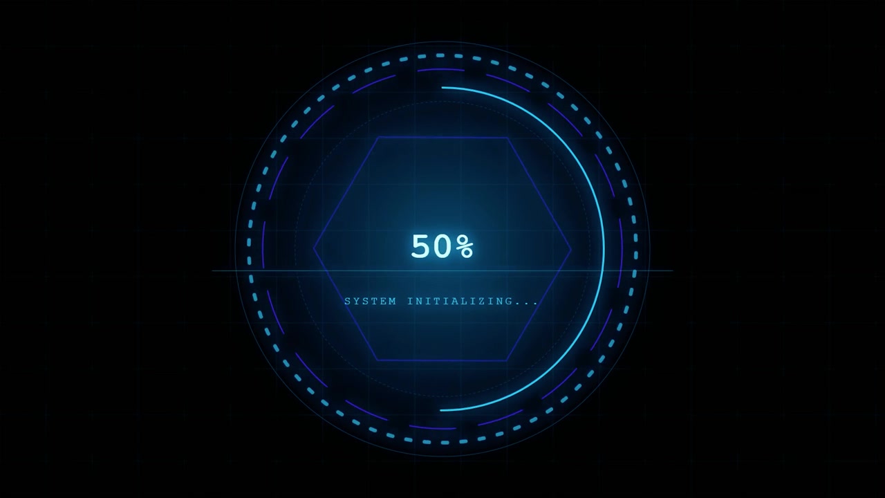 Digital Loading Progress Bar with Futuristic HUD Interface