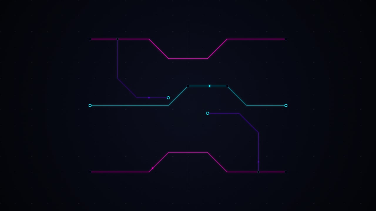 Abstract Digital Circuit Lines Connecting on Dark Background