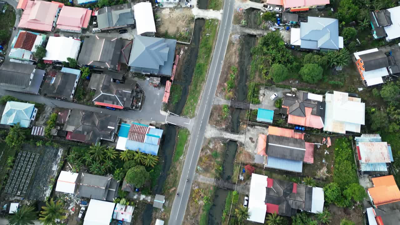 Aerial Drone View During Summer Kabong Fishing Village,With River And Beach,Sarawak,Borneo