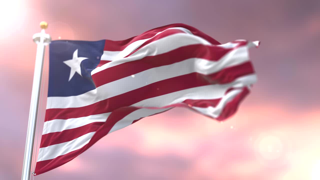 라이베리아의 발이 서서히, 루프로 해가 지는 바람에 흔들리고 있습니다.