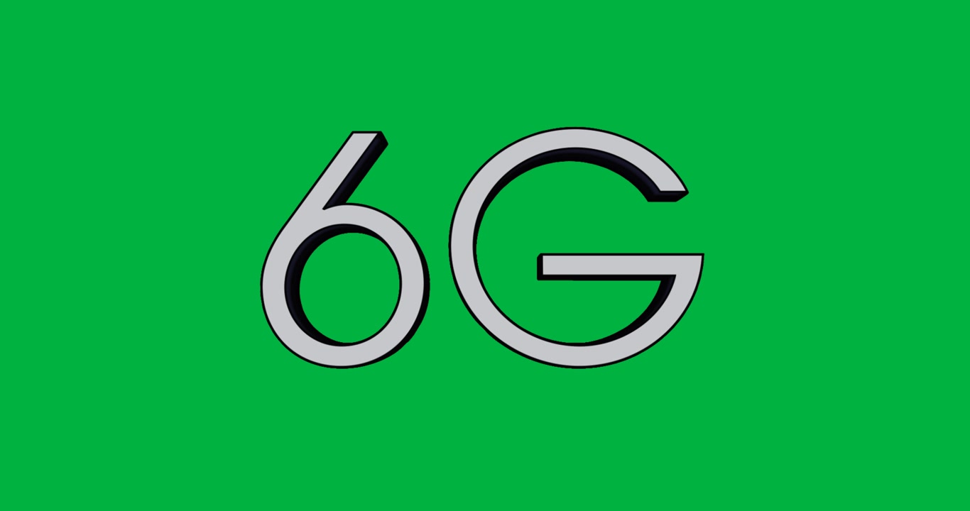 Animazione del testo "6G" in lettere bianche su sfondo nero.