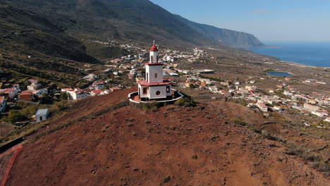 Fantastic-aerial-shot-in-orbit-of-the-hermitage-of-La-Caridad-and-where-the-ocean-can-be-seen