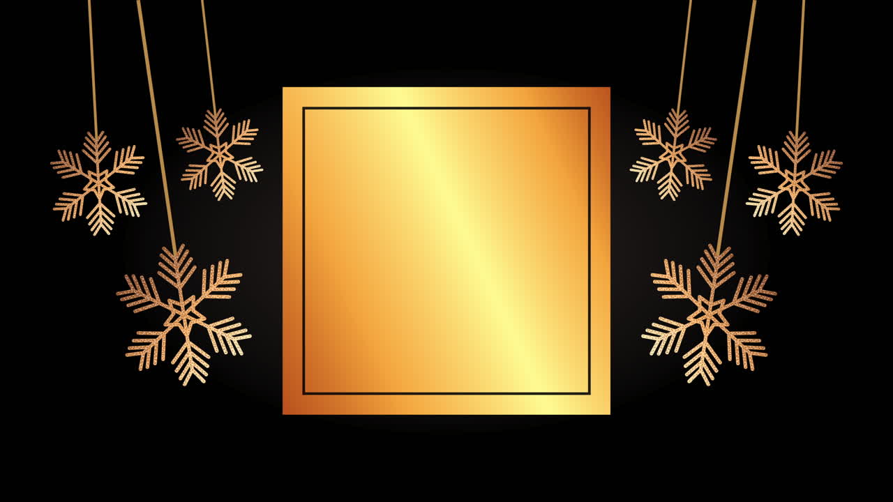 스노우플레이크와 함께 메리 크리스마스 골든 카드