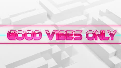 animation of good vibes only text over light trails on white background