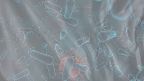 animación de microbios y células de virus sobre un fondo gris