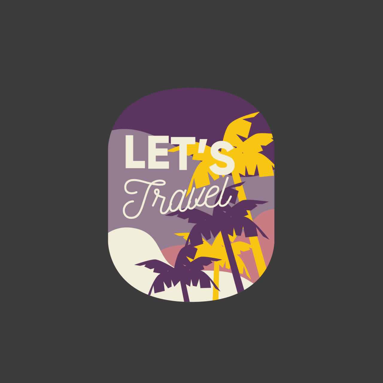 Travel Logo Design with Palm Trees and Sunset