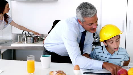 family in a kitchen