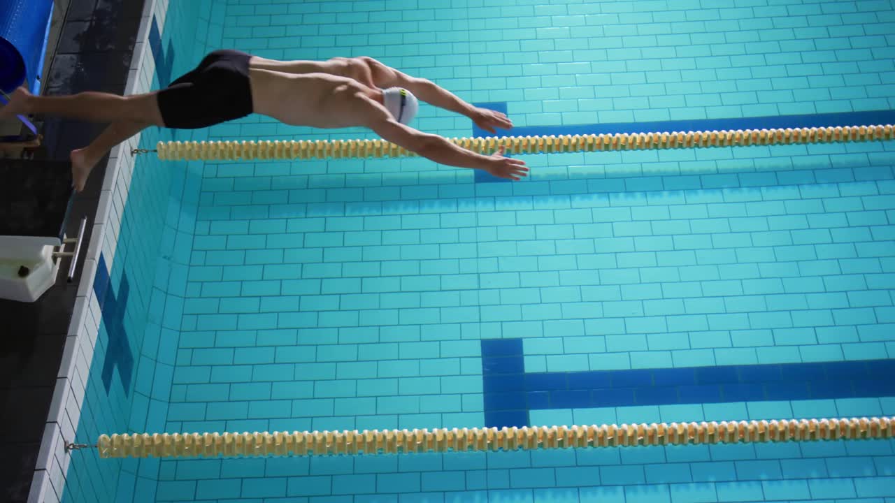 Swimmer training in a swimming pool