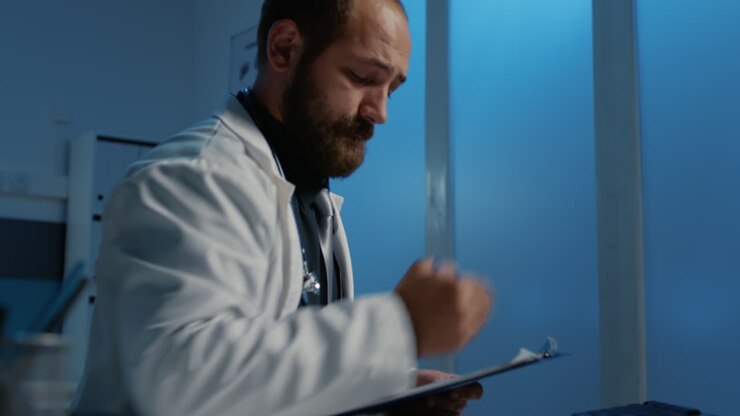 Medico che lavora nel suo ufficio