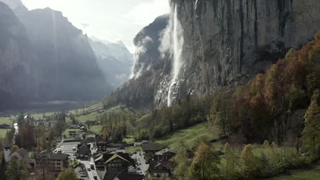 Staubach fall, a waterfall in Lauterbrunnen, Switzerland.