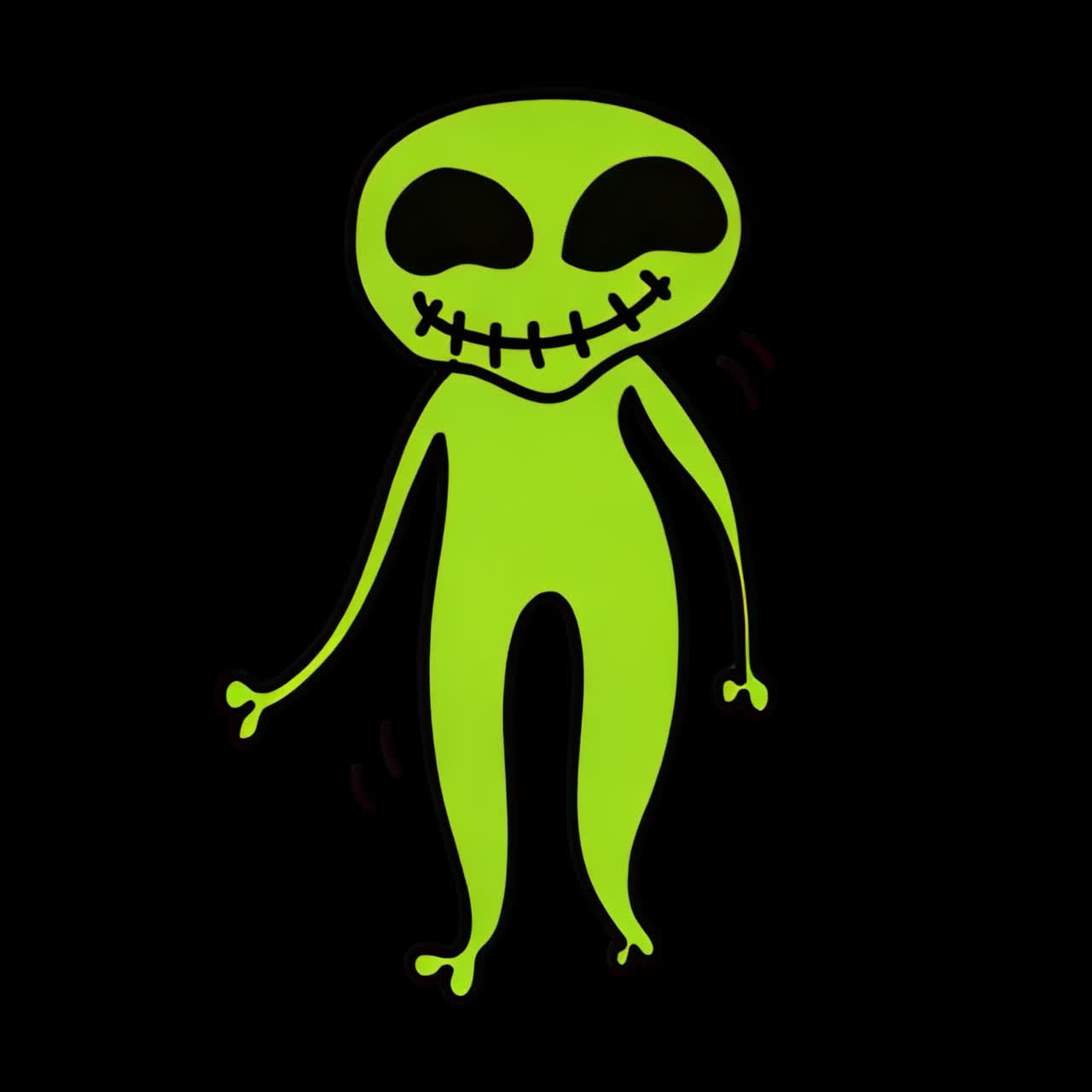 Tegneseriealien med legende udtryk animationselement, gennemsigtig 4K-video, alfakanal