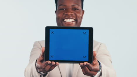 Green-screen,-tablet-and-face-of-black-man