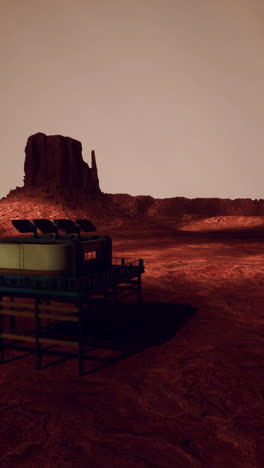 alien outpost in a red desert landscape