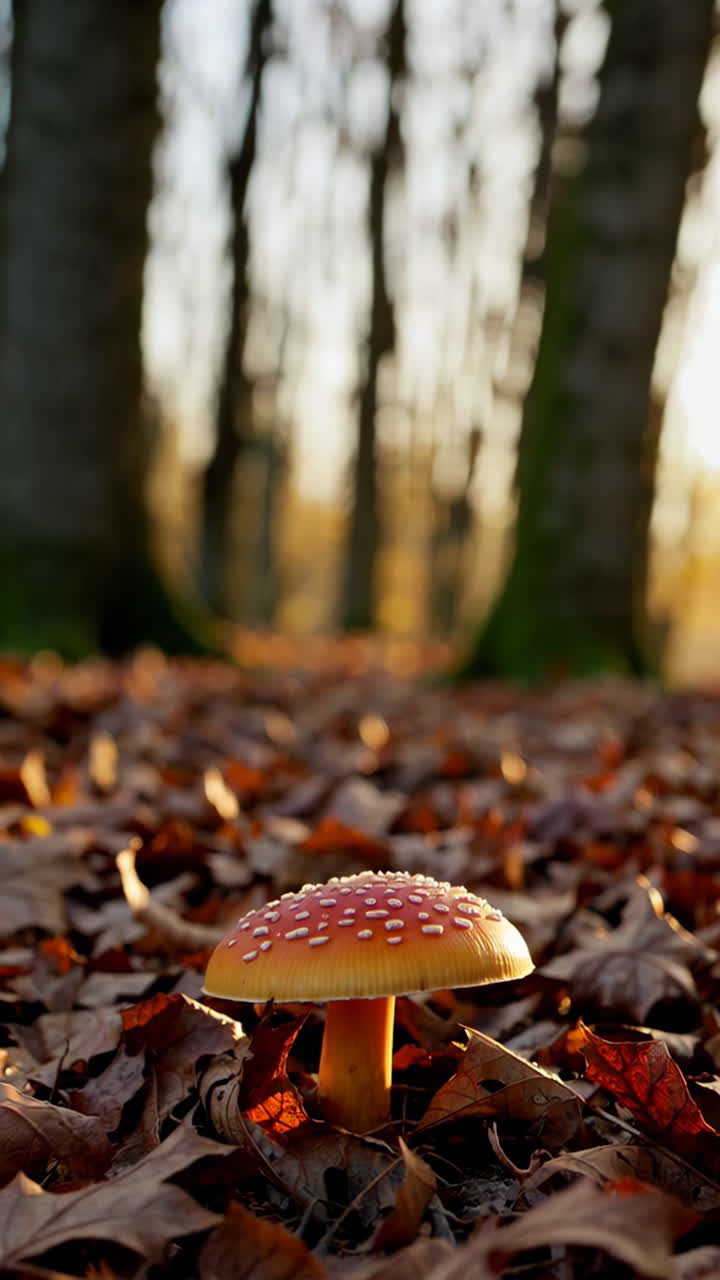 hongo rojo en el bosque de otoño