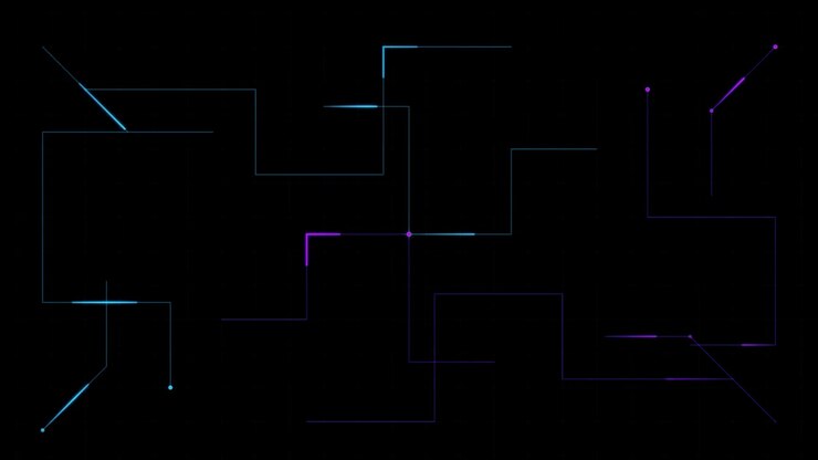 Abstract Digital Network Lines Moving on Dark Background