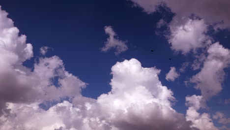 nubes esponjosas en un cielo azul