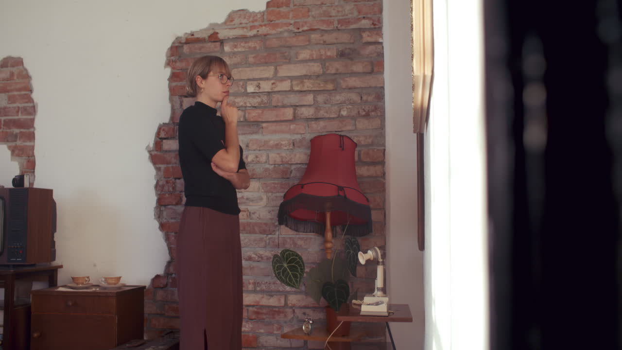 Woman in Retro-style Room