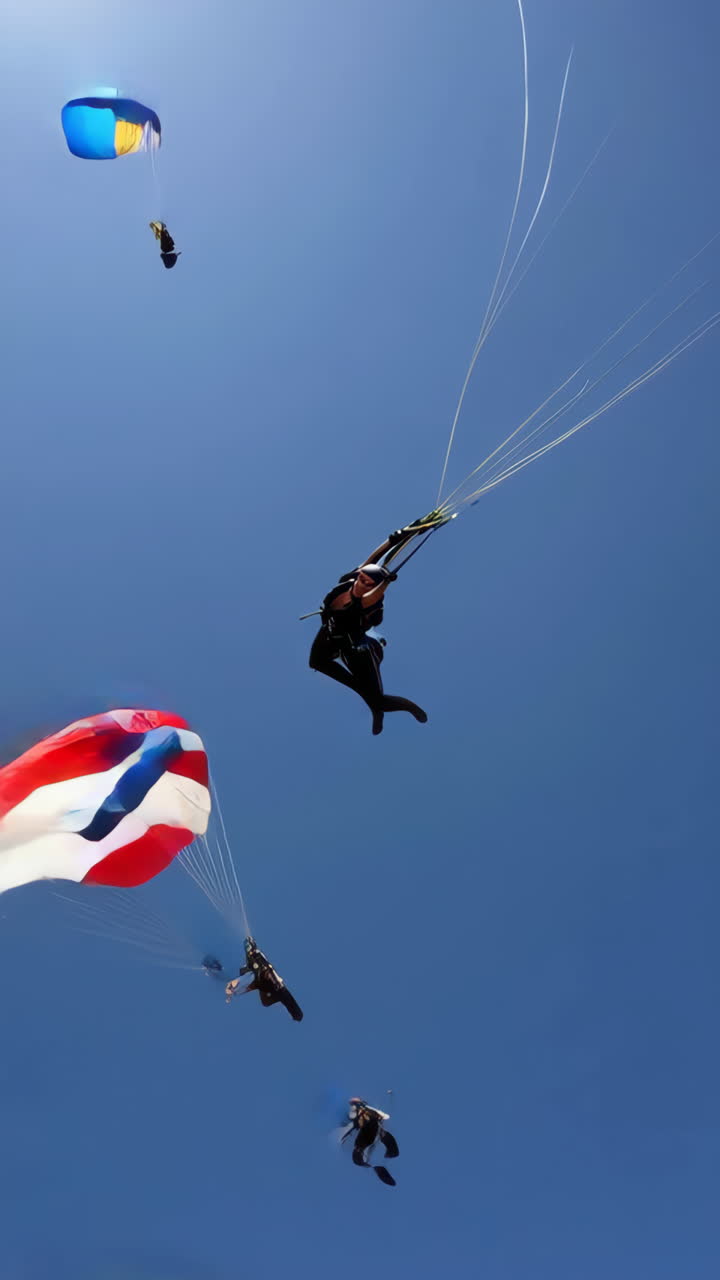 Thrilling Skydiving Adventure with Colorful Parachutes