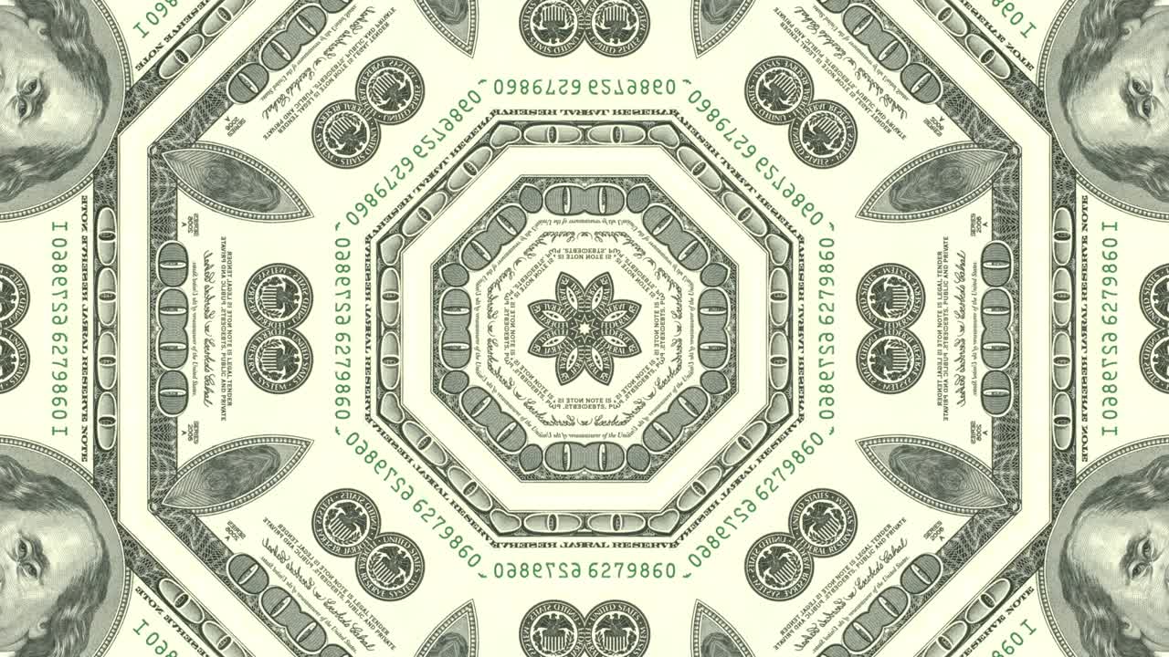 fondo animado creativo con nosotros dólar billete de dinero mosaico. abstracto negocio movimiento bucle gráfico