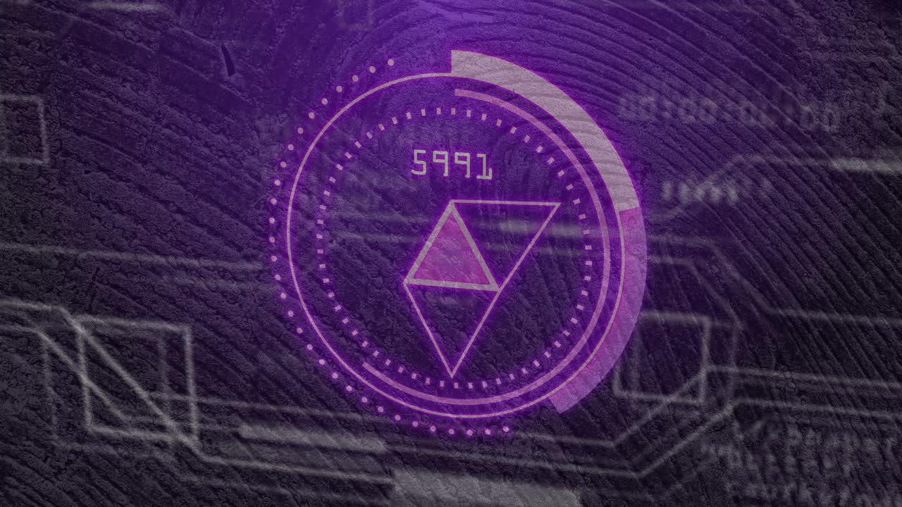 animación del escaneo de alcance con procesamiento de datos sobre formas sobre fondo negro.