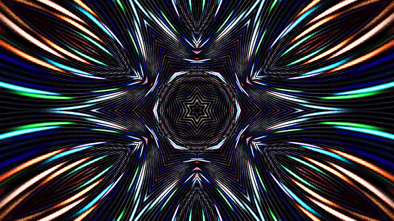 lines shape set of dots wave motion, colorful, on black background