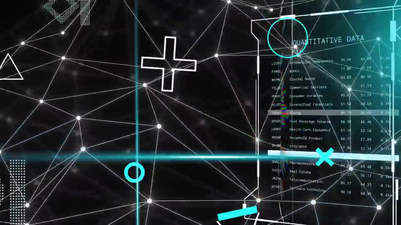 Cyan scan beam sweeping, holo panel tilting, revealing glitchy text, nodes pulsing to show data