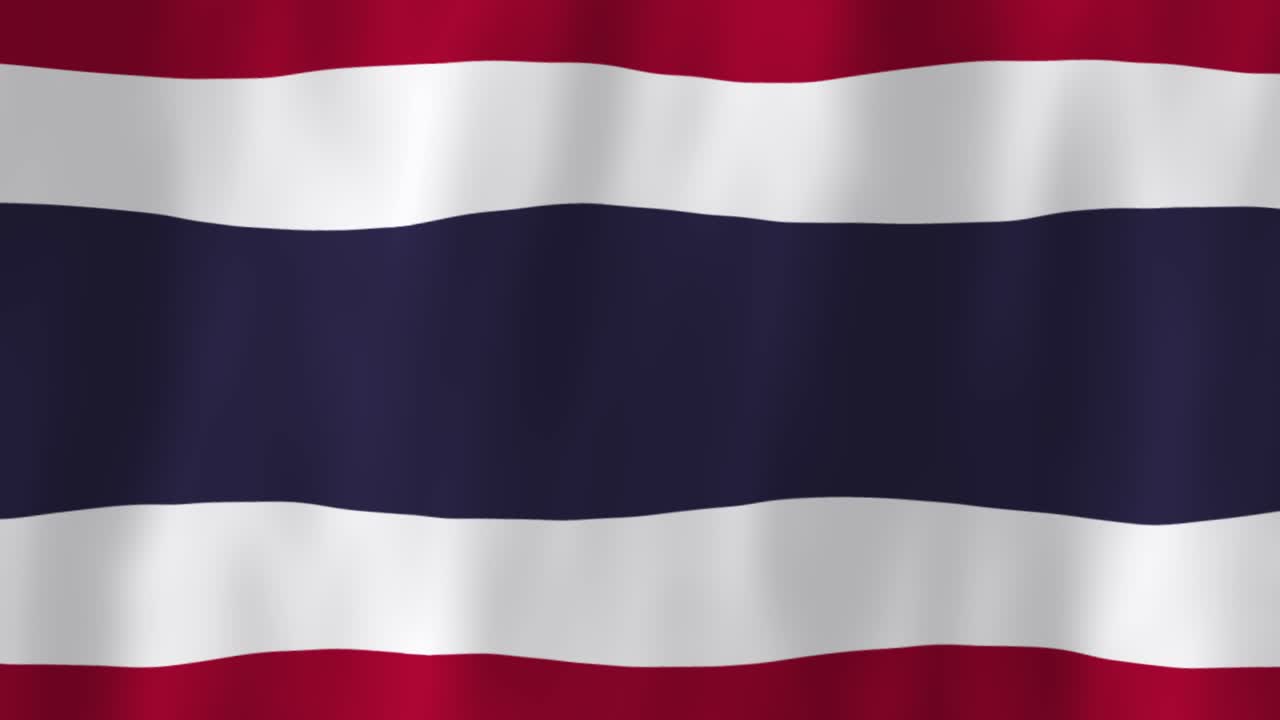 Thailand flag country animation 3D symbol design waving in wind movement national patriotism world culture emblem banner republic Southeast Asia Siam red white blue stripes