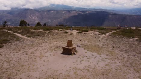 aerial flying over the cerro catequilla, equator point in ecuador