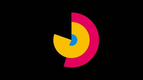 animación de icono de círculo de carga colorido, aislado en un fondo negro. animación de video de movimiento 4k barra de carga con canal alfa mate