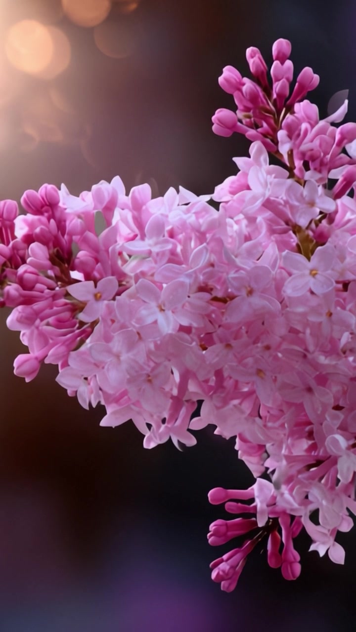 Mekar Bunga Lilac Merah Muda yang Memukau: Tampilan Keindahan Alam yang Memukau dengan Warna Cerah dan Kelopak Halus Bermandikan Cahaya Hangat dan Lembut
