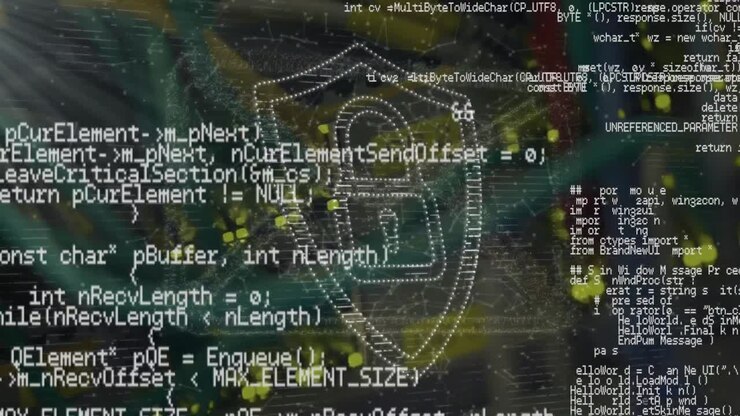 Animation of data processing over padlock
