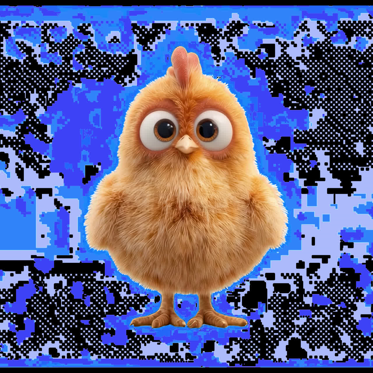 Cute fluffy cartoon chicken animation isolated asset, transparent 4K video, alpha channel, ProRes