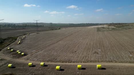 vídeo de drones aéreos de alta resolución 4k de un campo de algodón después de la cosecha anual de algodón - hulda israel