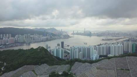 drone footage of tseung kwan o city, hong kong