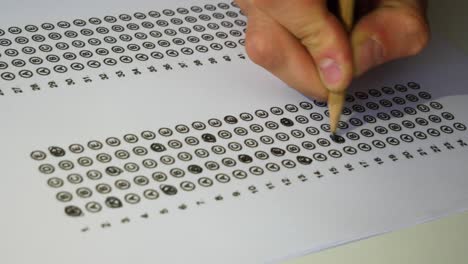 male student hand testing doing examination test with anger