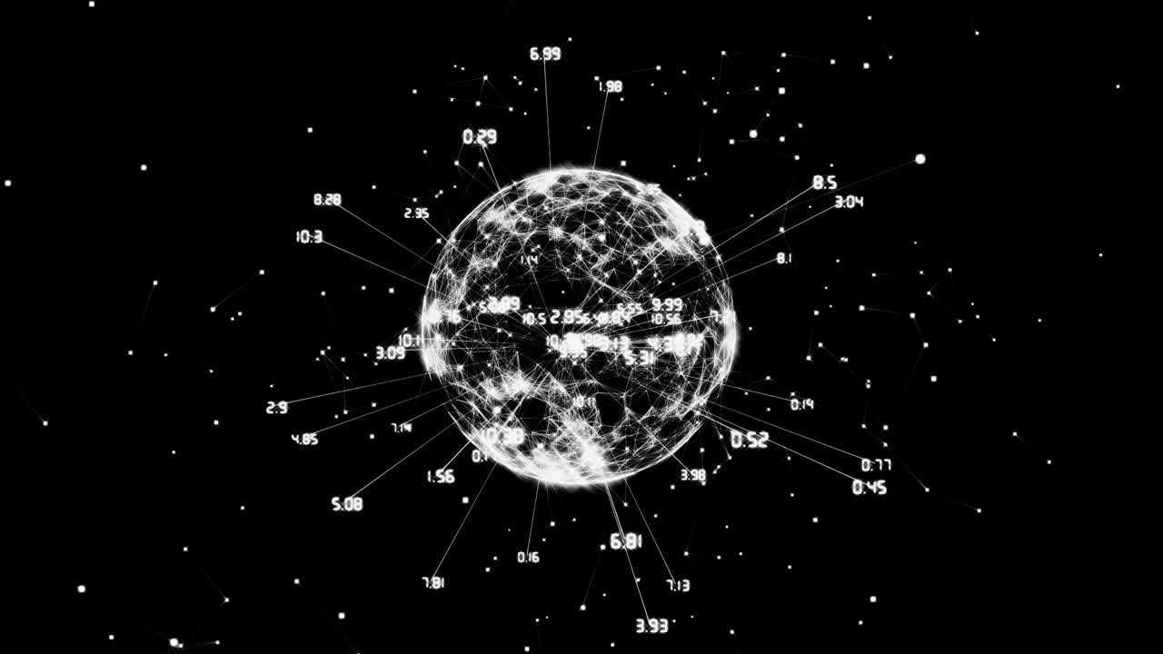 animación del globo de la red de conexiones girando contra un fondo negro