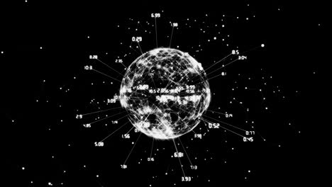 animación del globo de la red de conexiones girando contra un fondo negro