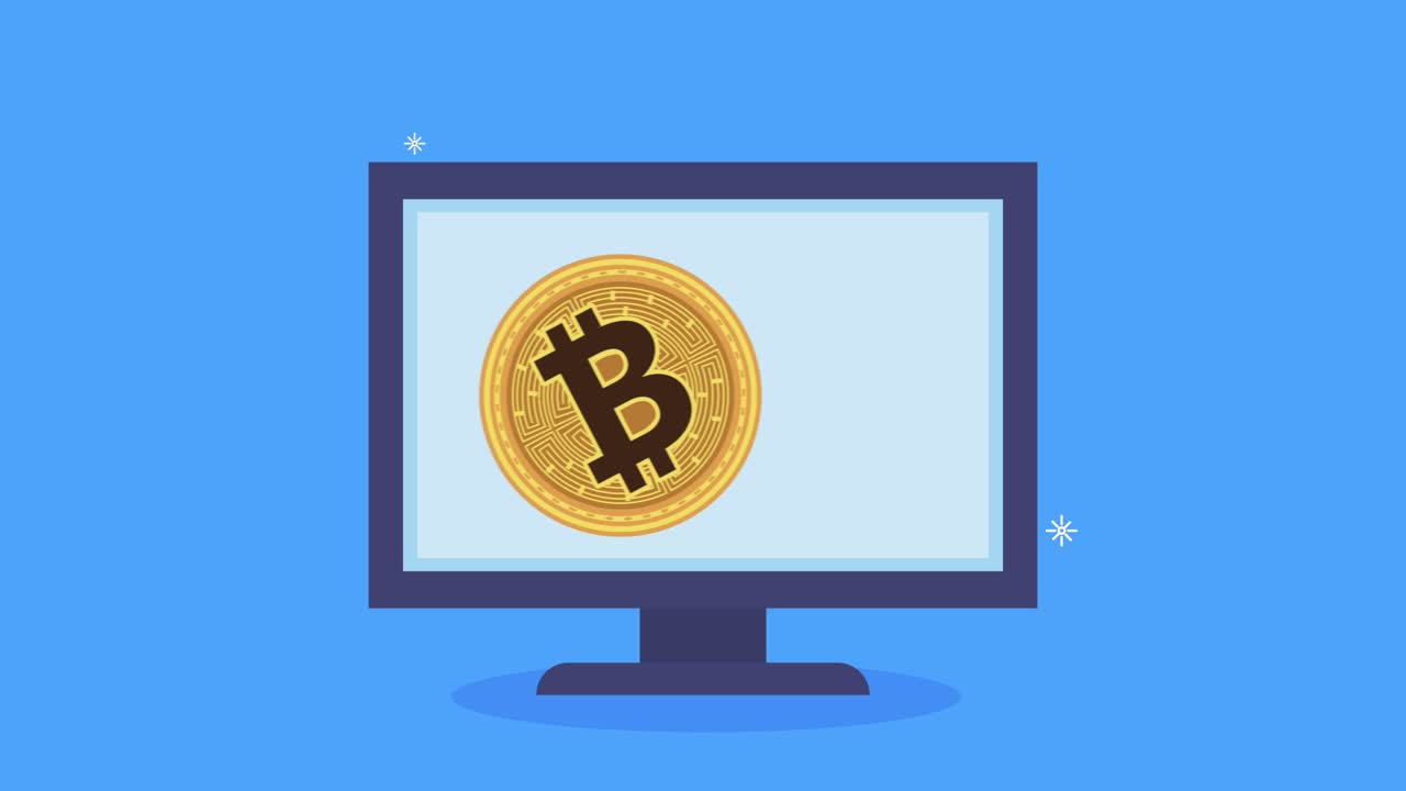 bitcoin en la animación de criptomoneda de escritorio