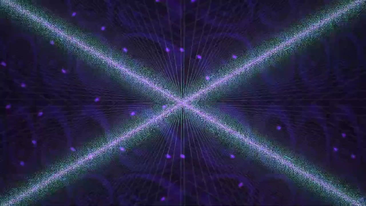 Sfondo digitale astratto con linee geometriche luminose viola e verdi