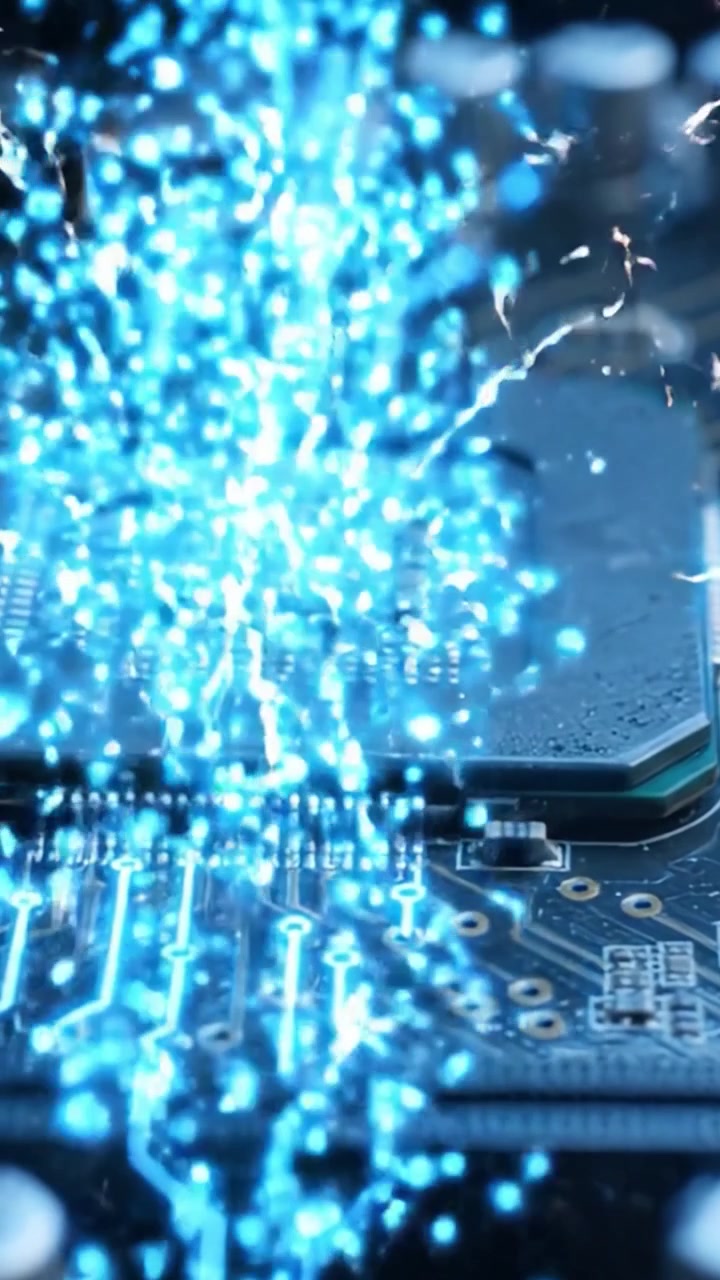 Exploring the Evolution of Circuitry: A Close-Up View of a Microprocessor with Dynamic Visual Effects Representing Technology and Innovation in Electronics