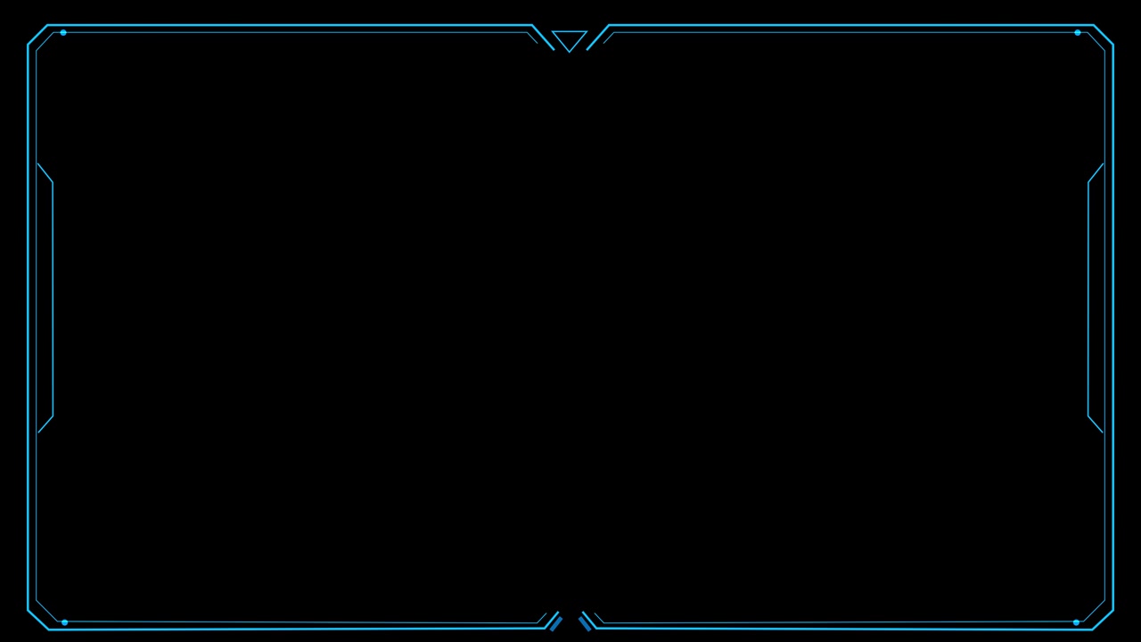 Blue hud frame background cyan border lines black empty center futuristic interface details clean