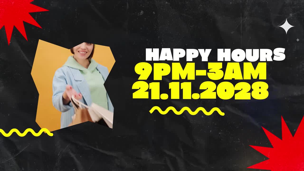 Dynamic Black Friday Fashion Sale Advertisement with Happy Shoppers