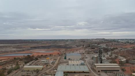 flying over a broken hill mine site