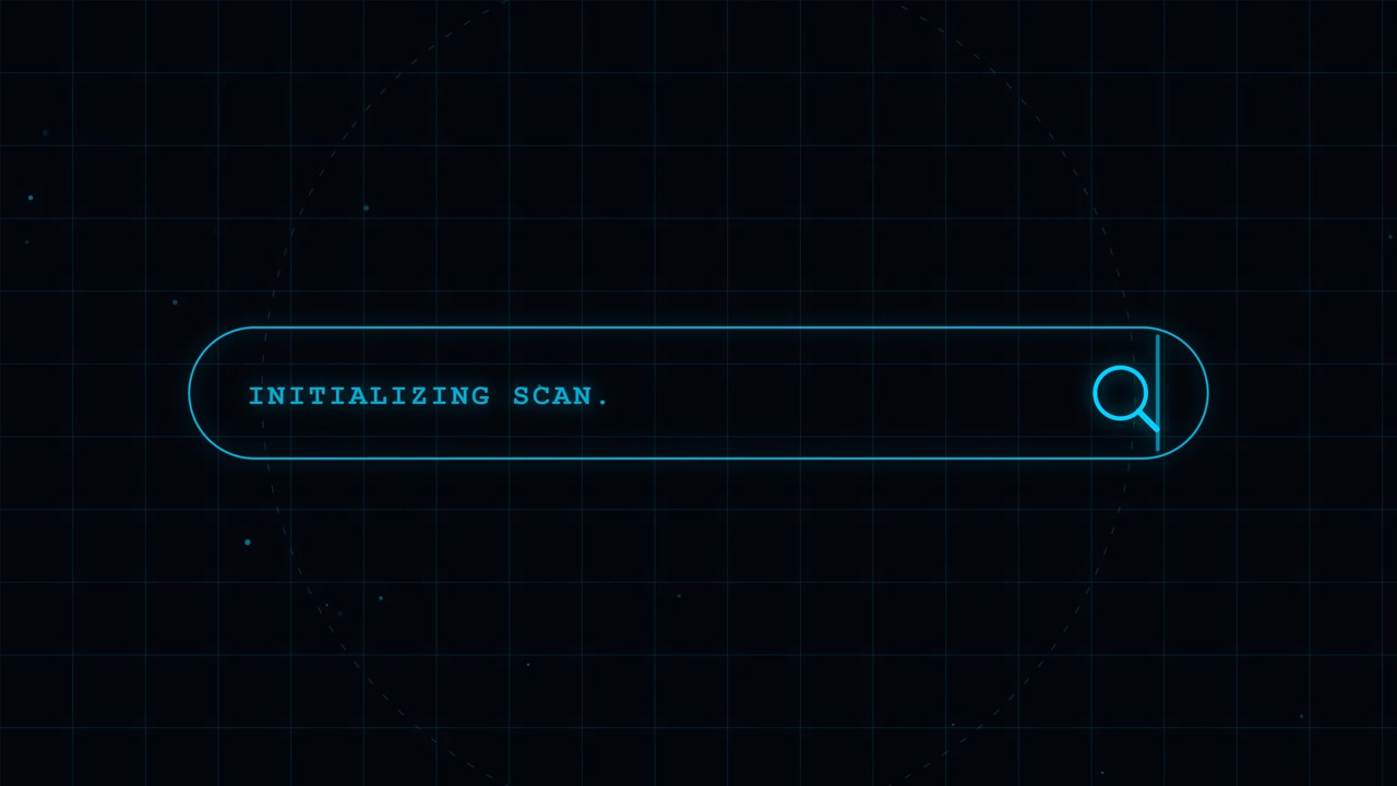 Digital Search Bar Initializing Scan Text Animation