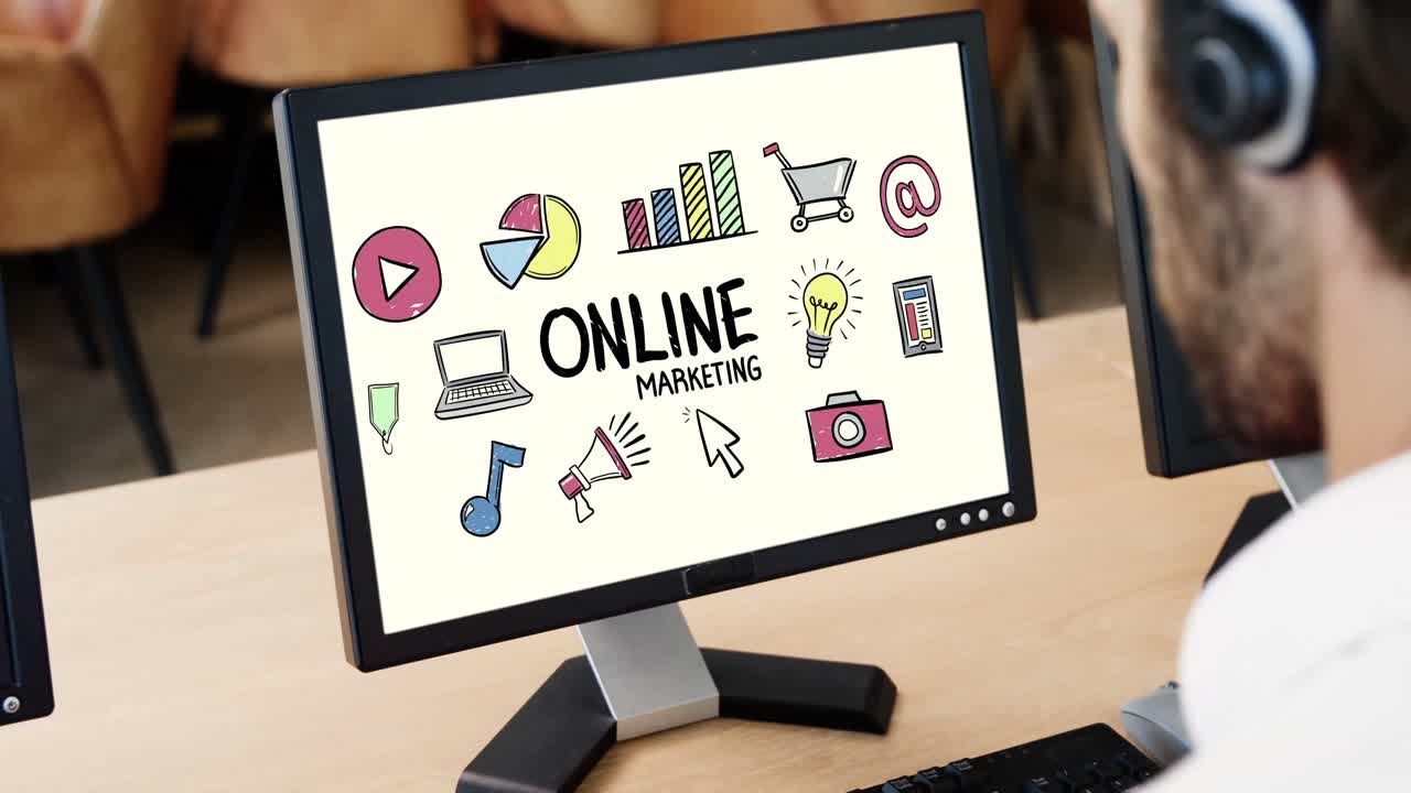 presentación de marketing en línea de aspecto ejecutivo en la computadora