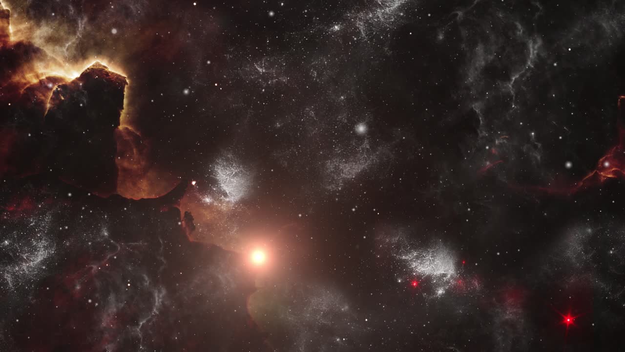 nubes nebulosas que flotan y brillan intensamente en el universo