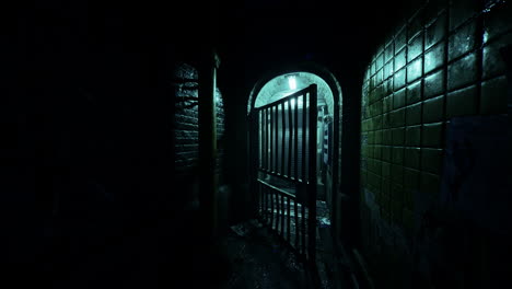 dark alleyway with a gated doorway