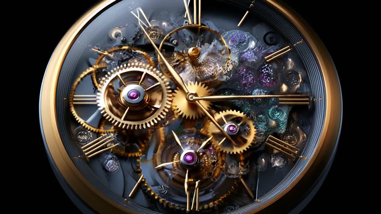 A Close-Up Look at the Intricate Mechanics of a Luxury Timepiece: Discover the Elegance and Complexity of Intricate Gears and Golden Clockwork Movement